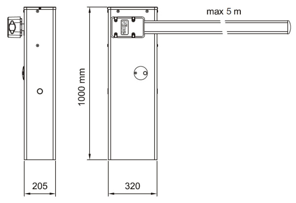Комплект шлагбаума Nice WIDEM5KIT со скоростью подъема стрелы 3,5 сек. и интенсивностью 300 циклов/час для автоматизации проездов шириной до 5 метров